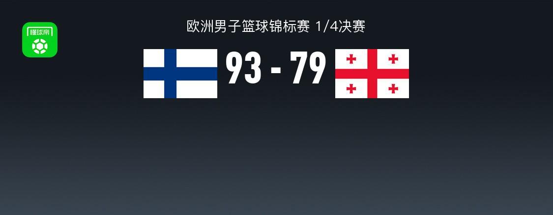 男篮欧锦赛战报：芬兰男篮93-79格鲁吉亚男篮，马穆凯拉什维利22分